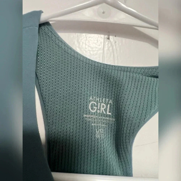 ATHLETA GIRL LONG DISTANCE BRA in Oxidized Green Size L/12 Kids - Picture 5 of 6